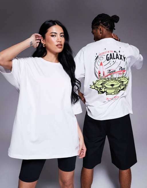 ASOS DESIGN - Unisex - Disney Pixar - Oversized og hvid T-shirt med Toy Story-print