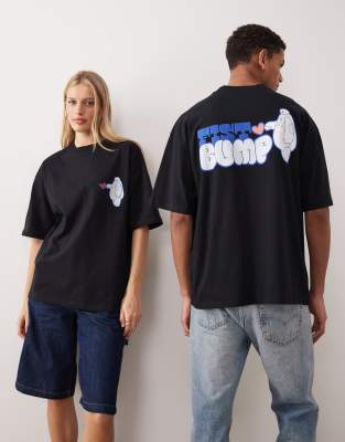 ASOS DESIGN - Unisex Disney Pixar - Valentines - Oversize-T-Shirt in Schwarz mit „Baymax"-Print
