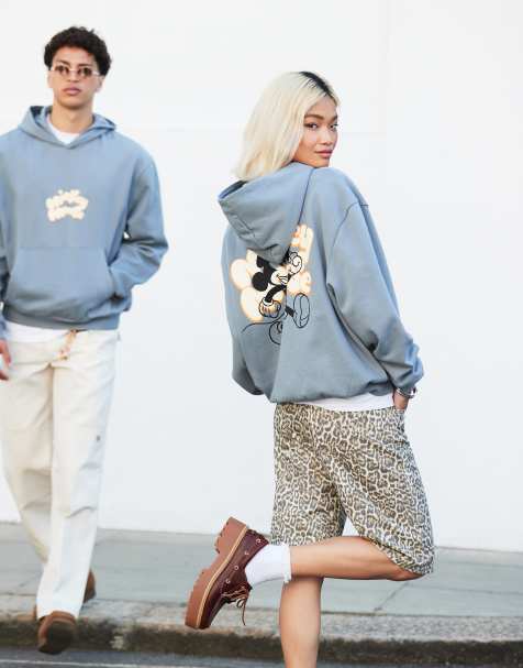 ASOS DESIGN Unisex – Disney – Szara pudełkowa bluza oversize z kapturem i nadrukiem Myszki Miki - view 1