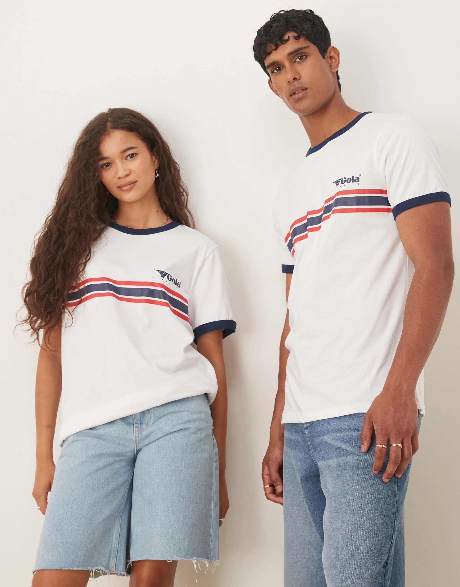Футболка унисекс Gola regular fit от ASOS DESIGN белого цвета в полоску 