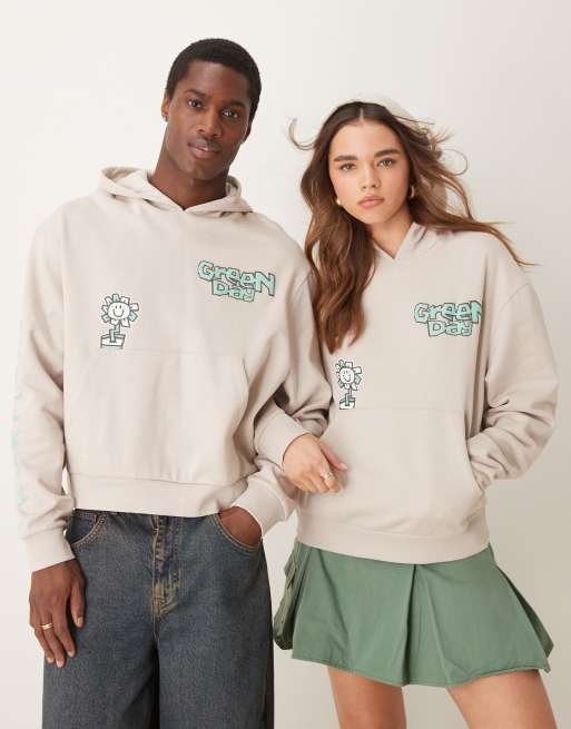 ASOS DESIGN – Unisex – Grå, boxig huvtröja i oversize med 'Green Day'-tryck, 3 av 4