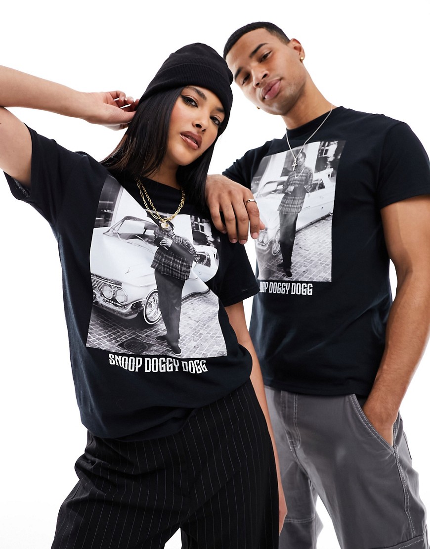 ASOS DESIGN unisex graphic license tee in black with Snoop Dogg print