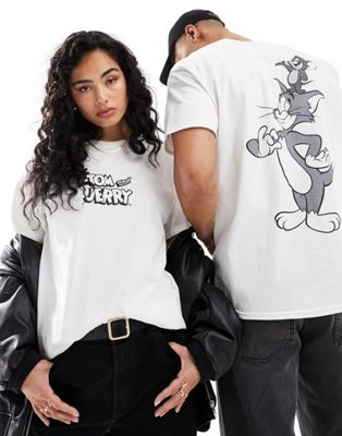 Asos Design Disney Unisex Oversized Tee In Off White With Mickey Mouse And Friends Prints