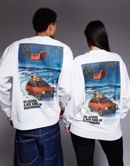 ASOS DESIGN - Unisex - Hvid afslappet sweatshirt med Volkswagen-juleprint, 2 af 4