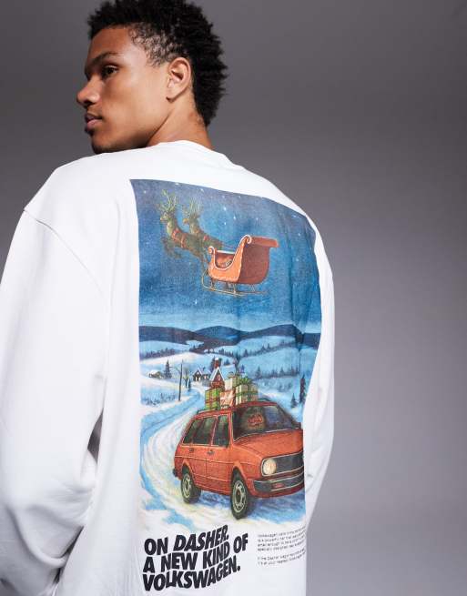 ASOS DESIGN - Unisex - Hvid afslappet sweatshirt med Volkswagen-juleprint, 4 af 4