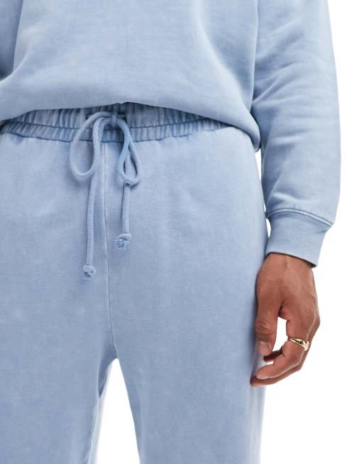 ASOS DESIGN - Unisex - Joggingbukser med brede ben i forvasket denimblå - Del af sæt, 3 af 4