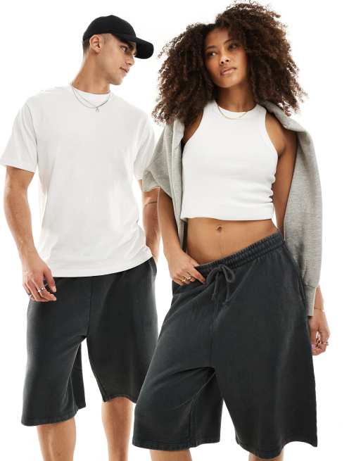 ASOS DESIGN – Unisex-Jorts-Shorts in verwaschenem Schwarz