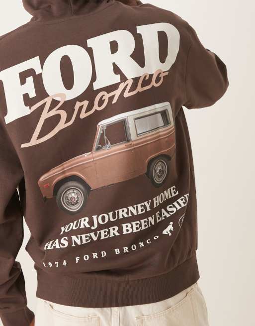 ASOS DESIGN – Unisex-Kapuzenpullover im Relaxed Fit in Braun mit „Ford“-Print, 2 von 4