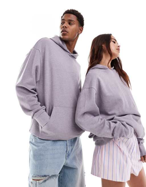 ASOS DESIGN – Unisex-Kapuzenpullover in verwaschenem Flieder mit Oversize-Schnitt, Kombiteil