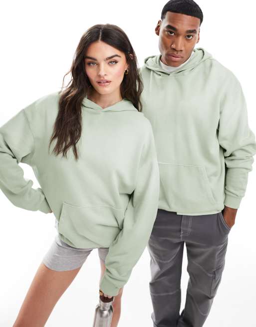 FhyzicsShops DESIGN – Unisex-Kapuzenpullover in verwaschenem Grau mit Oversize-Schnitt