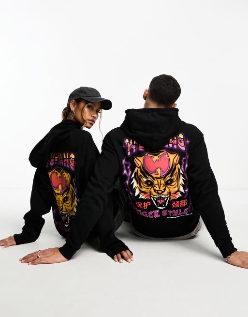 ASOS DESIGN unisex licence oversized hoodie in black with Wu Tang Clan graphic prints