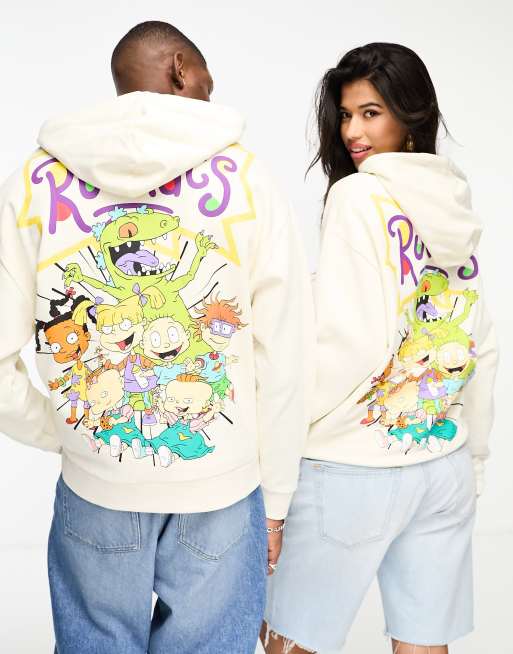 ASOS DESIGN unisex licence oversized hoodie with Rugrats back print in cream, 4 of 4