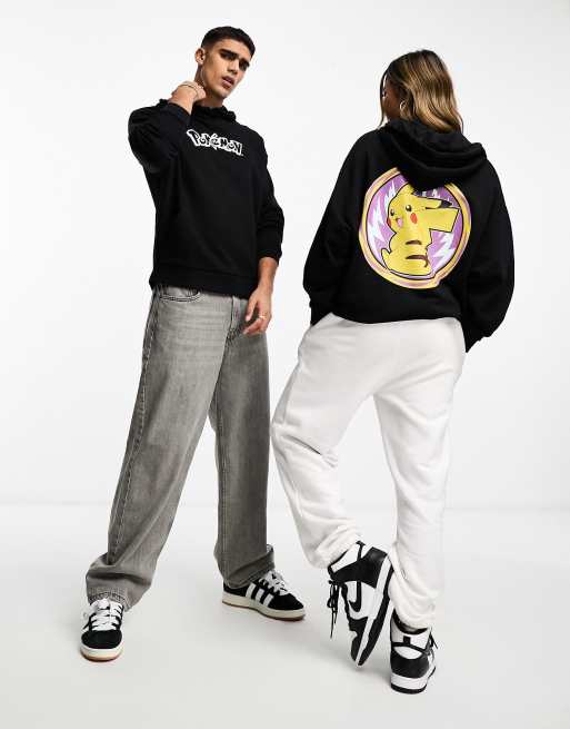 ASOS DESIGN unisex licence oversized Pokémon hoodie in black with Pikachu graphics, 3 of 4