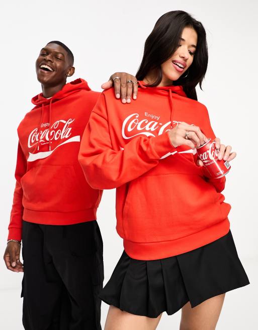 ASOS DESIGN unisex license oversized hoodie in red with Coca Cola Santa Christmas print, 2 of 4