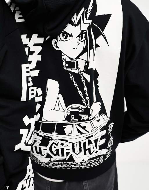 ASOS DESIGN unisex license oversized hoodie with Yu Gi Oh prints