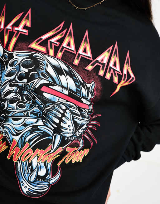 ASOS DESIGN unisex license oversized sweatshirt with Def Leppard World Tour  graphic in black