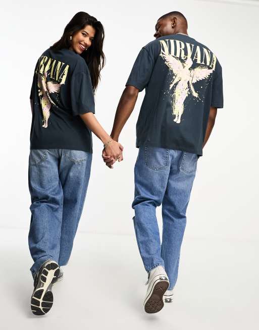 ASOS DESIGN unisex license oversized t-shirt with Nirvana prints in navy, 4 of 4
