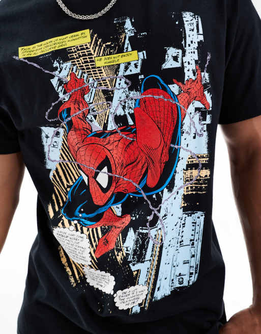 ASOS DESIGN Unisex – Marvel – Czarny T-shirt z grafiką Spiderman z przodu, 2 z 4