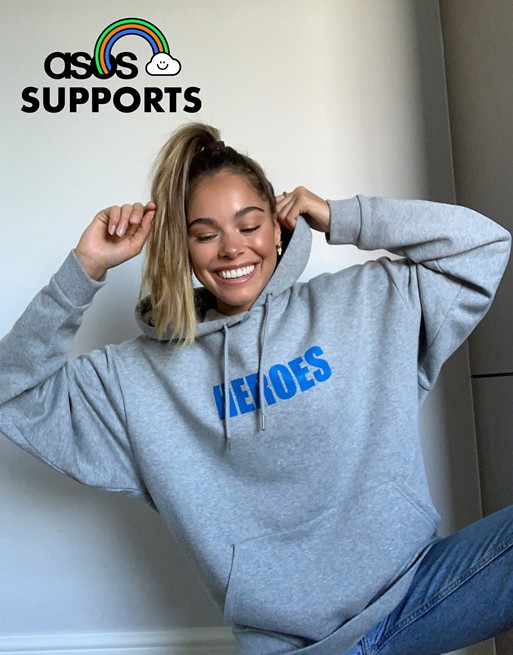 ASOS DESIGN unisex NHS charity hoodie with heroes print