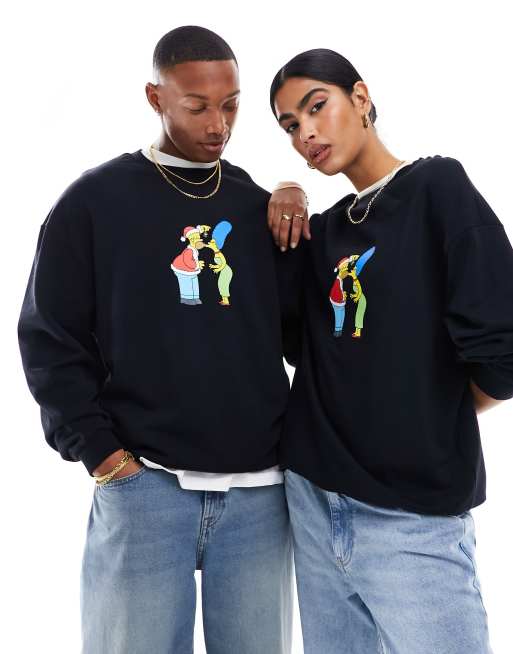 ASOS DESIGN – Unisex-Oversize-Sweatshirt in Schwarz mit weihnachtlichem <em>Simpsons</em>-Print, 2 von 4