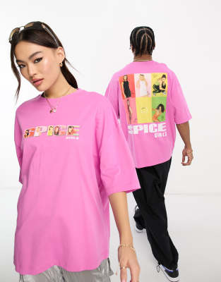 ASOS DESIGN - Unisex-Oversize-T-Shirt in Rosa mit Spice Girls -Print