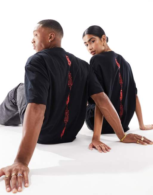ASOS DESIGN – Unisex-Oversize-T-Shirt in Schwarz mit <em>Slipknot</em>-Grafikprints, 3 von 4