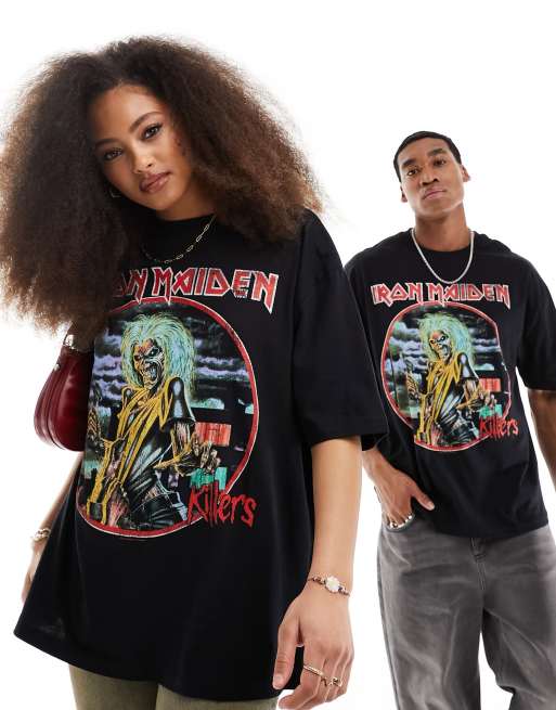 ASOS DESIGN – Unisex – Oversize-T-Shirt in Schwarz mit lizenzierten „Iron Maiden“-Band-Prints, 2 von 4