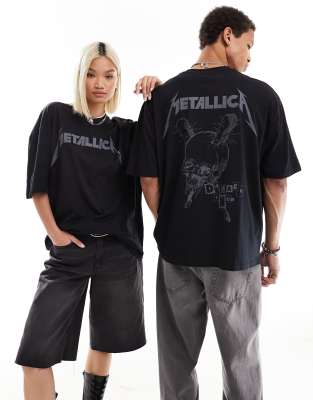 ASOS DESIGN - Unisex - Oversize-T-Shirt in Schwarz mit Metallica-Prints