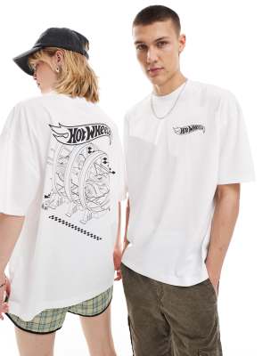 ASOS DESIGN - Unisex - Oversize-T-Shirt in Weiß mit lizenziertem „Hot Wheels"-Grafikprint