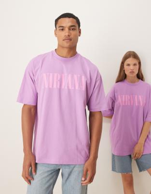 Asos Design Unisex Oversize T-shirt With Nirvana Print In Purple
