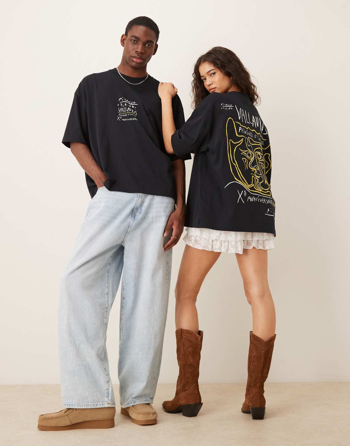 ASOS DESIGN unisex oversize t-shirt with Picasso print in black