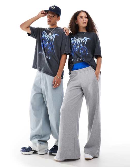 ASOS DESIGN - Unisex - Oversized band-T-shirt i forvasket sort med Slipknot-print