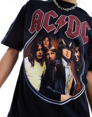 ASOS DESIGN unisex oversized band tee in black with AC/DC print