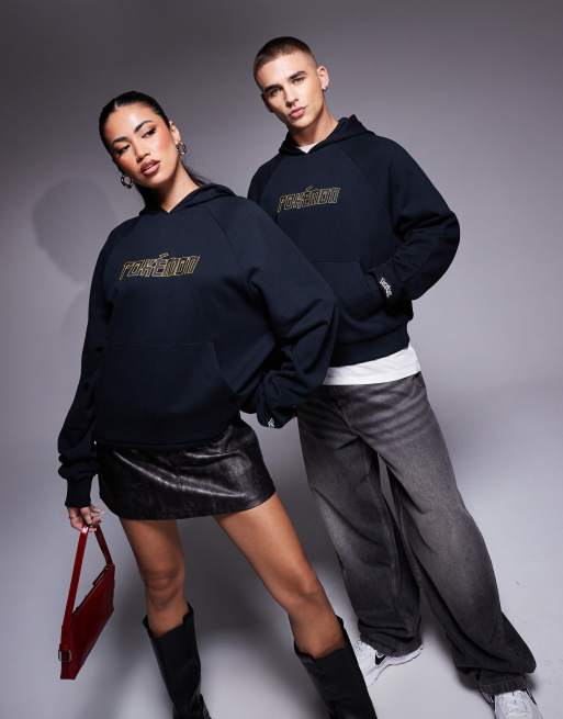 ASOS DESIGN unisex oversized boxy hoodie with Pokemon prints in black