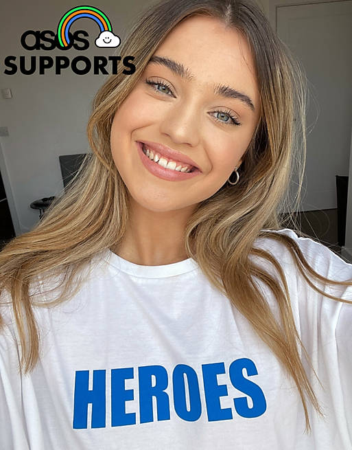 ASOS DESIGN unisex oversized charity t-shirt with heroes print