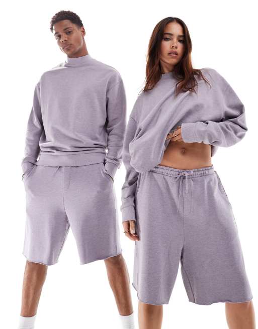 ASOS DESIGN unisex oversized co-ord shorts in washed lilac, 2 of 4