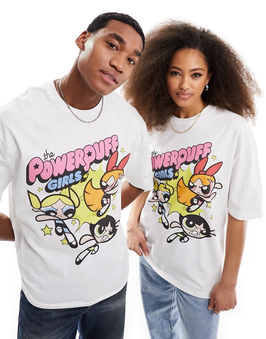 ASOS DESIGN unisex oversized graphic license t-shirt in white with The Powerpuff Girls print