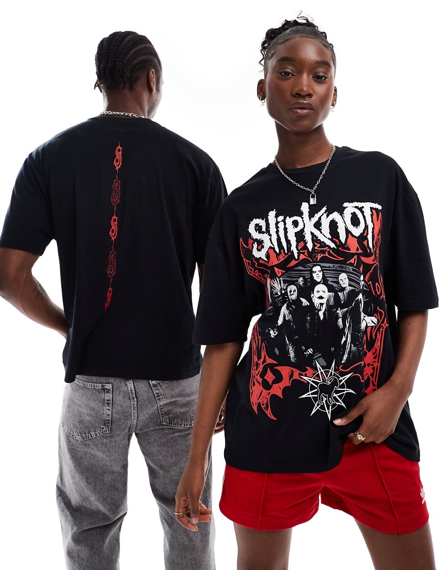 ASOS DESIGN unisex oversized graphic t-shirt with Slipknot prints in black - BLACK