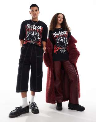 Asos Design Unisex Oversized Graphic T-shirt With Slipknot Prints In Black