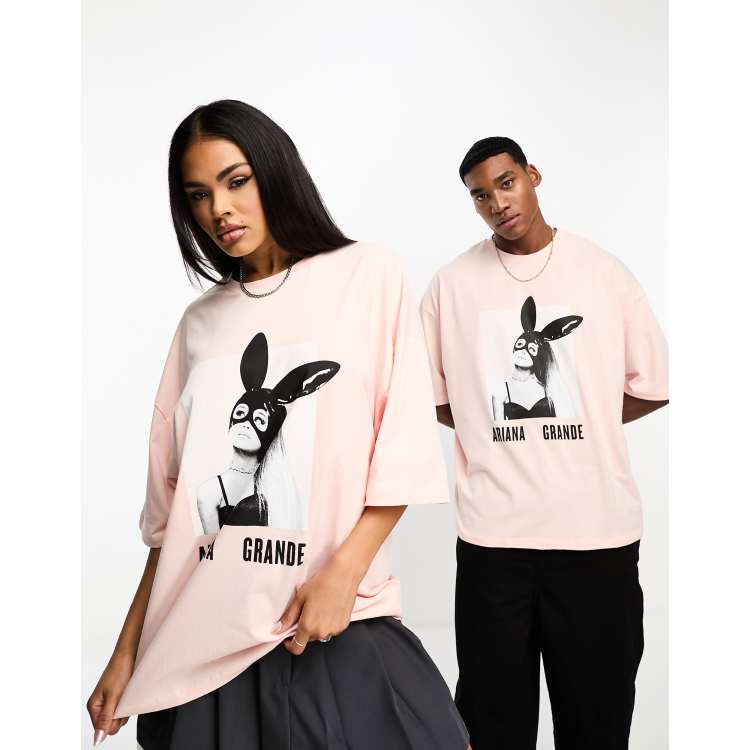 ASOS DESIGN unisex oversized graphic tee in pink with Ariana Grande print