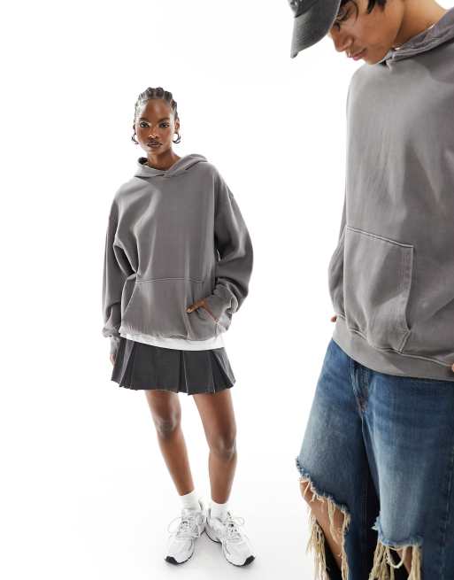 ASOS DESIGN unisex oversized hoodie in washed charcoal, 3 of 4