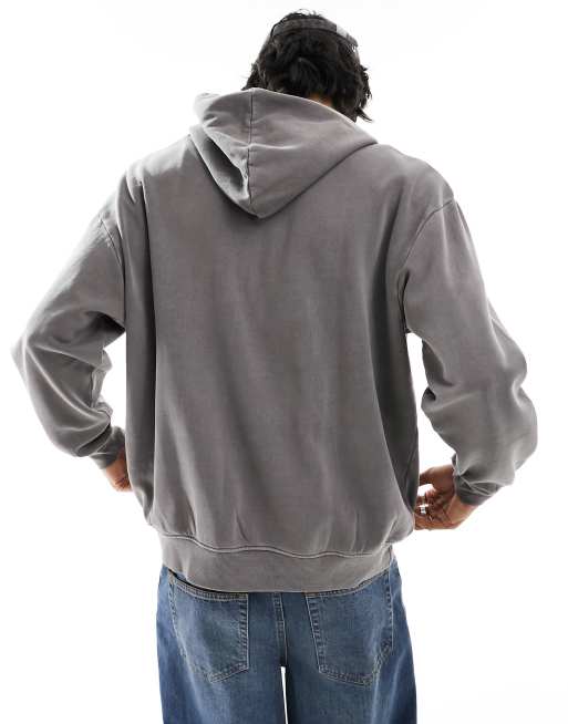 ASOS DESIGN unisex oversized hoodie in washed charcoal, 4 of 4
