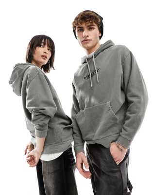 ASOS DESIGN unisex oversized hoodie in washed grey with chest print - ASOS Price Checker