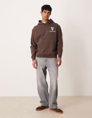 Asos Design Unisex Oversized Hoodie With Guinness Print In Brown