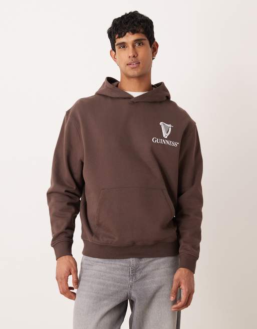 ASOS DESIGN unisex oversized hoodie with Guinness print in brown, 3 of 5