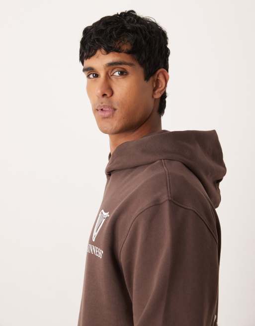 ASOS DESIGN unisex oversized hoodie with Guinness print in brown, 4 of 5