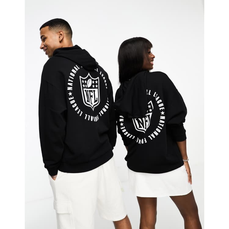 ASOS Design Unisex Oversized Hoodie with NFL Logo Prints in Black