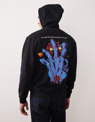Asos Design Unisex Oversized Hoodie With Stranger Things Prints In Black