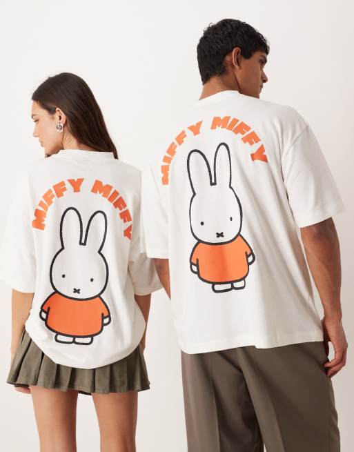ASOS DESIGN - Unisex - Oversized hvid T-shirt med tekstur og Miffy-print  , 3 af 5