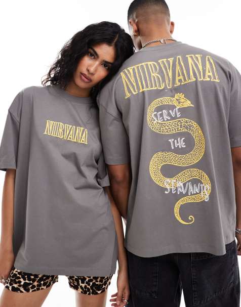 ASOS DESIGN - Unisex - Oversized koksgrå T-shirt med licenseret Nirvana-print - view 1